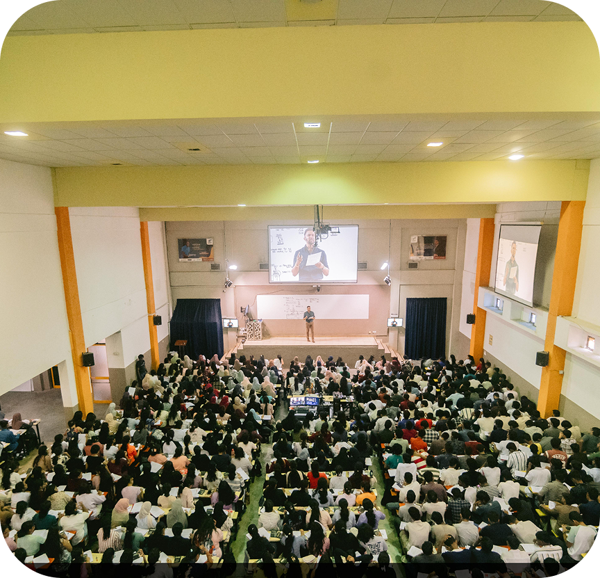 Exam hall with countdown timer
