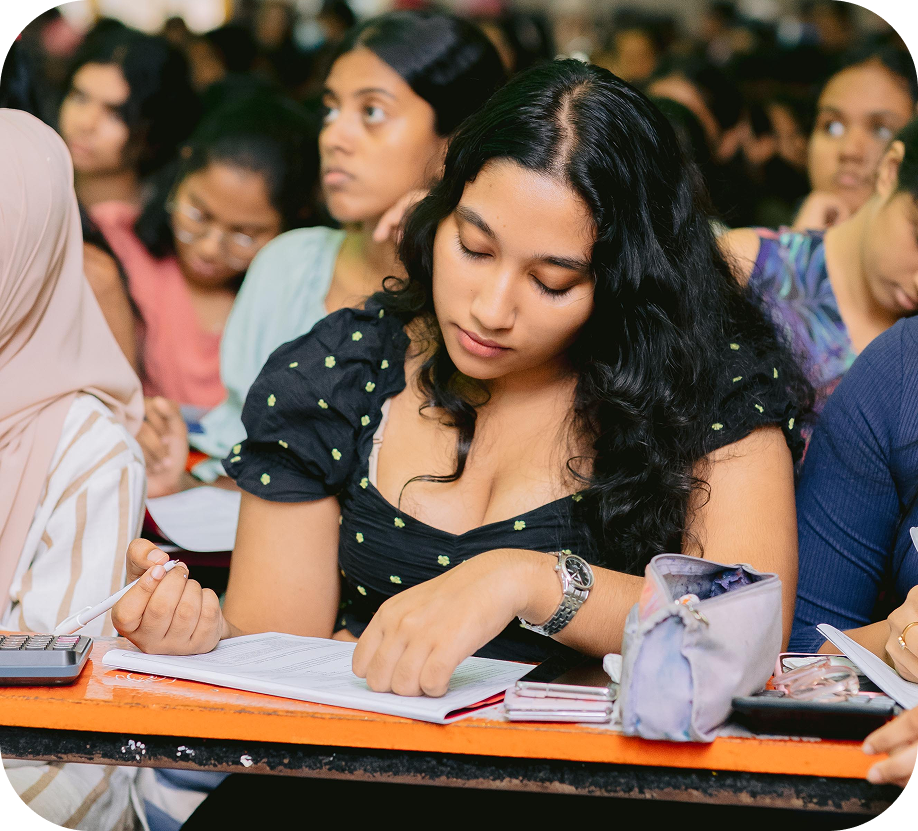 Student studying diligently